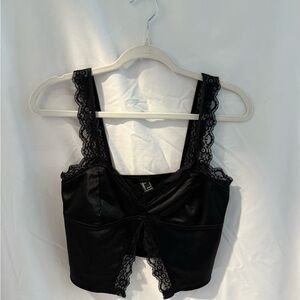 Forever 21 Black Lace Trim Crop Top